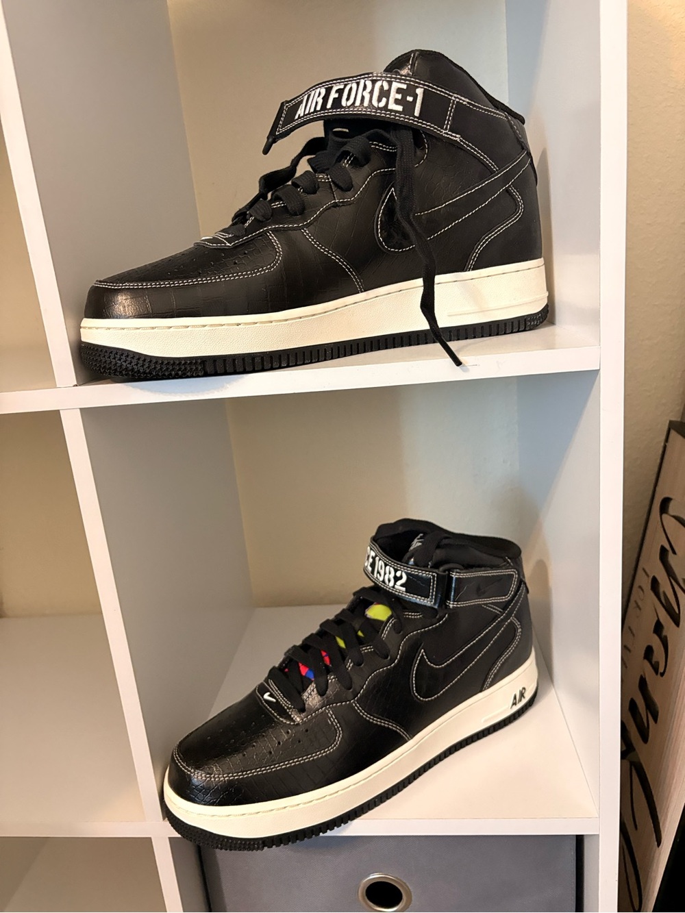 Nike Black High-Top Sneakers with White Sole and Colorful Lace Accents